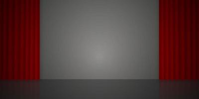 3d realistic scene with red curtain vector