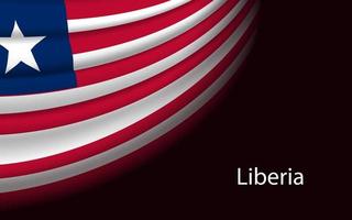 Wave flag of Liberia on dark background. vector