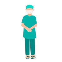 Surgeon in medical uniform and cap. Vector illustration in flat style