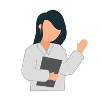 Businesswoman with documents in hand. Vector illustration in flat style.