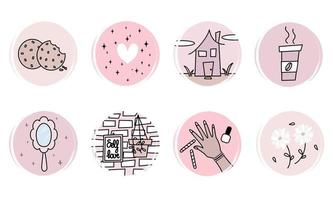 cute vector set of logo design templates, icons and badges for social media highlight with feminine delicate elements