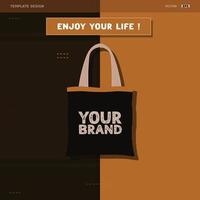 diseño un negro bolso para tu mejor producto en un amarillo antecedentes. instagram enviar modelo diseño vector