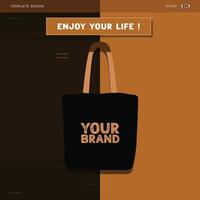 Design a black bag for your best product on a yellow background. Instagram Post Template Design vector