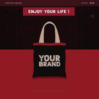 Design a black bag for your best product on a red background. Instagram Post Template Design vector