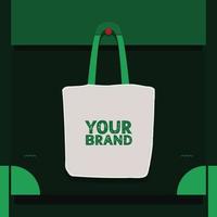 Design a white bag for your best product on a green background. Instagram Post Template Design vector