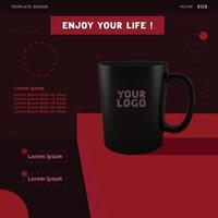 Design black cups for your best products on the red table. Instagram Post Template Design vector