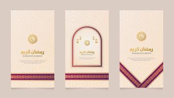 plantilla de colección de historias de redes sociales realistas islámicas blancas de ramadan kareem vector