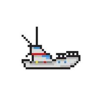 cruiser boat in pixel art style vector