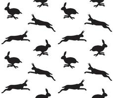 Vector seamless pattern of black rabbit hare silhouette