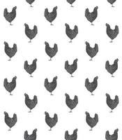 Vector seamless pattern of hand drawn chicken hen