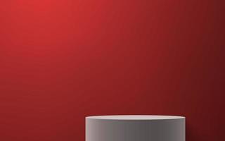 3d realistic podium or pedestal on red background vector