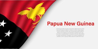 Wave flag of Papua New Guinea on white background. vector