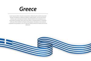 Waving ribbon or banner with flag of Greece. Template for independence day vector