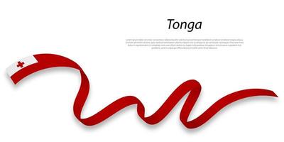 Waving ribbon or banner with flag of Tonga. vector