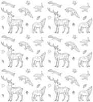 Vector seamless pattern of wild forest animal