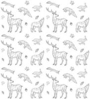 Vector seamless pattern of wild forest animal