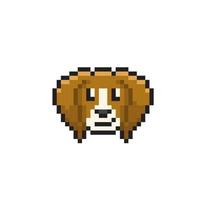 dog head in pixel art style vector