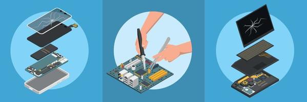 Electronics Repair Circle Compositions vector