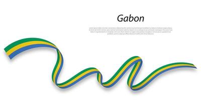 Waving ribbon or banner with flag of Gabon. vector