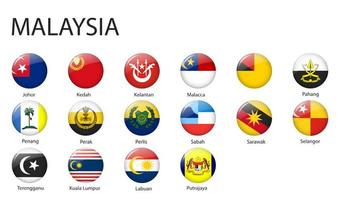 todas banderas de regiones de Malasia modelo para tu diseño vector