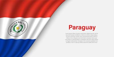 Wave flag of Paraguay on white background. vector