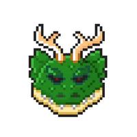 dragon head in pixel art style vector