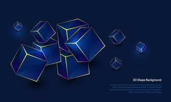 3D Cubix with gold and blue color, modern background vector