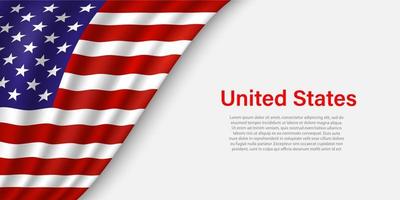 Wave flag of United States on white background. vector