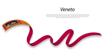Waving ribbon or stripe with flag of Veneto vector