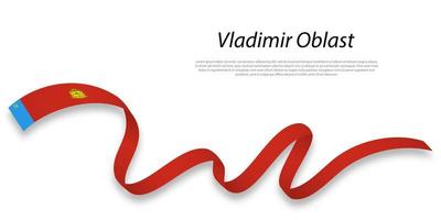 Waving ribbon or stripe with flag of Vladimir Oblast vector