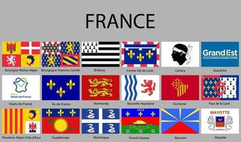 todas banderas regiones de Francia. vector