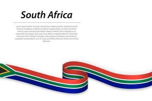Waving ribbon or banner with flag of South Africa vector