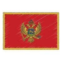 Hand drawn sketch flag of Montenegro. doodle style icon vector