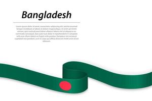 Waving ribbon or banner with flag of Bangladesh vector