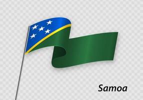 Waving flag of Samoa on flagpole. Template for independence day vector