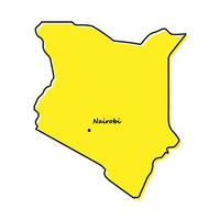 Simple outline map of Kenya with capital location vector