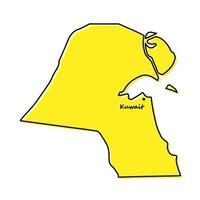 Simple outline map of Kuwait with capital location vector