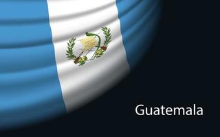 Wave flag of Guatemala on dark background. vector