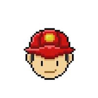 fire fighter head in pixel art style vector