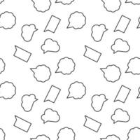 Monochrome vector seamless pattern of speech bubble in forms of cloud and rectangle for web sites and polygraphy