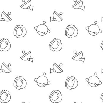Seamless vector repeating pattern of planet, helmet, astronaut, radar. It can be used for web sites, apps, clothes, covers, banners etc