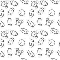 Seamless vector monochrome pattern of various clocks as symbol of time and business for covers, shops, wrappers, sites, apps