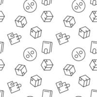 Monochrome vector seamless pattern of percent sign, box, wallet for web sites and polygraphy