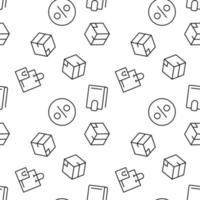 Monochrome vector seamless pattern of percent sign, box, wallet for web sites and polygraphy