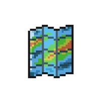 folded map paper in pixel art style vector