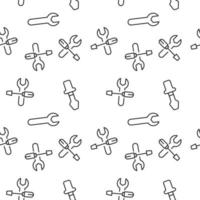 Monochrome vector seamless pattern of wrench, cogwheel for web sites and polygraphy