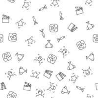 Vector seamless pattern of statuette, winner cup, stars, clapper board is made of various element