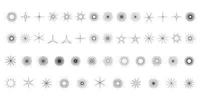 sencillo minimalista contorno elementos, resumen geométrico formas y2k figura estrellas, rombo y otro primitivo elementos. mínimo estético diseño vector colocar.