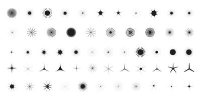 Simple minimalistic black elements, abstract brutalist geometric shapes. Basic form Y2K figure star, sun, sparkle, crystal, snowfalke. Swiss primitive element set. Minimal aesthetic postmodern vector. vector