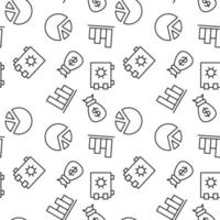 Seamless vector monochrome pattern of money bag, pie chart, safe for covers, shops, wrappers, sites, apps